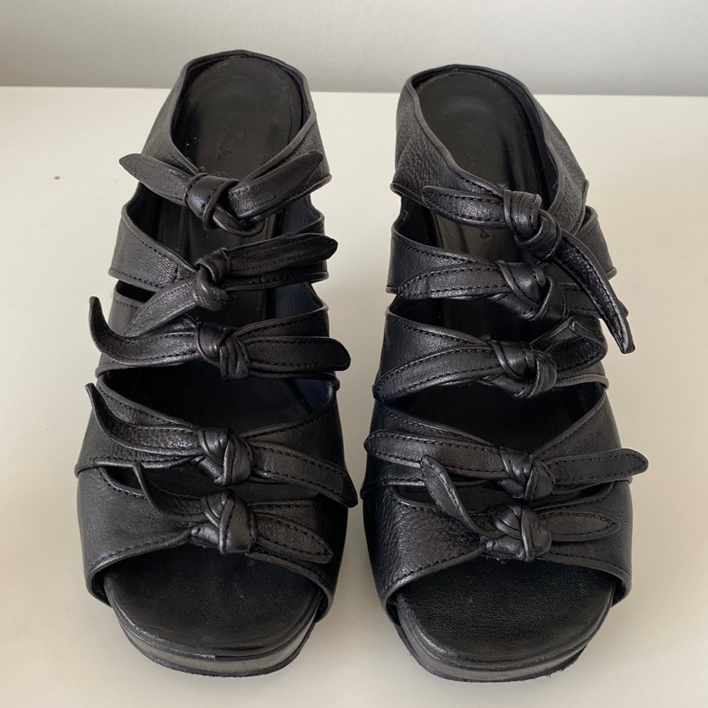 Rick Owens Spring 2011 leather knotted wedge mules sandals size 36 - Picture 6 of 17